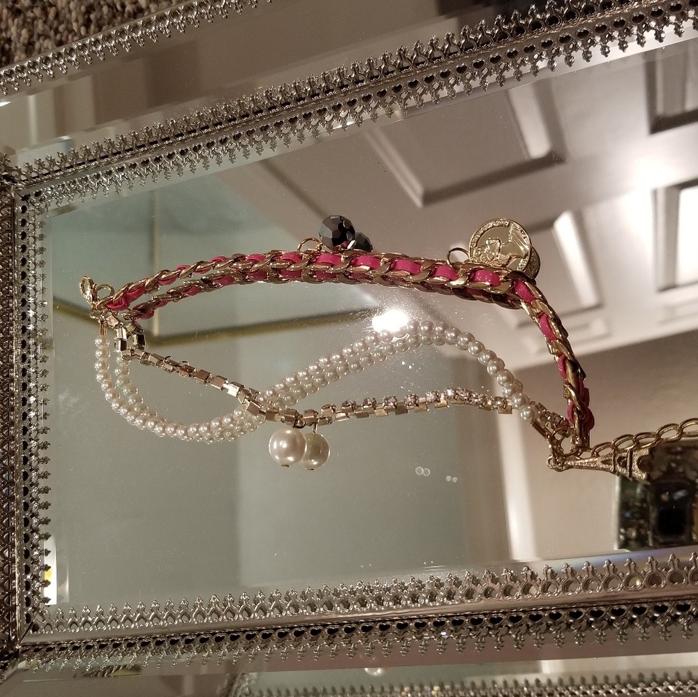 Faux Pearl Multi-Layered Eiffel Tower Bracelet